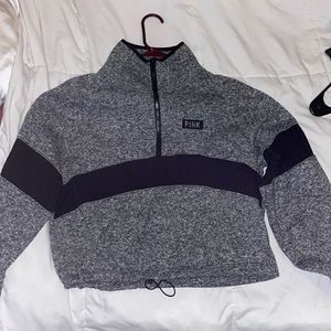 PINK grey/black cropped half zip